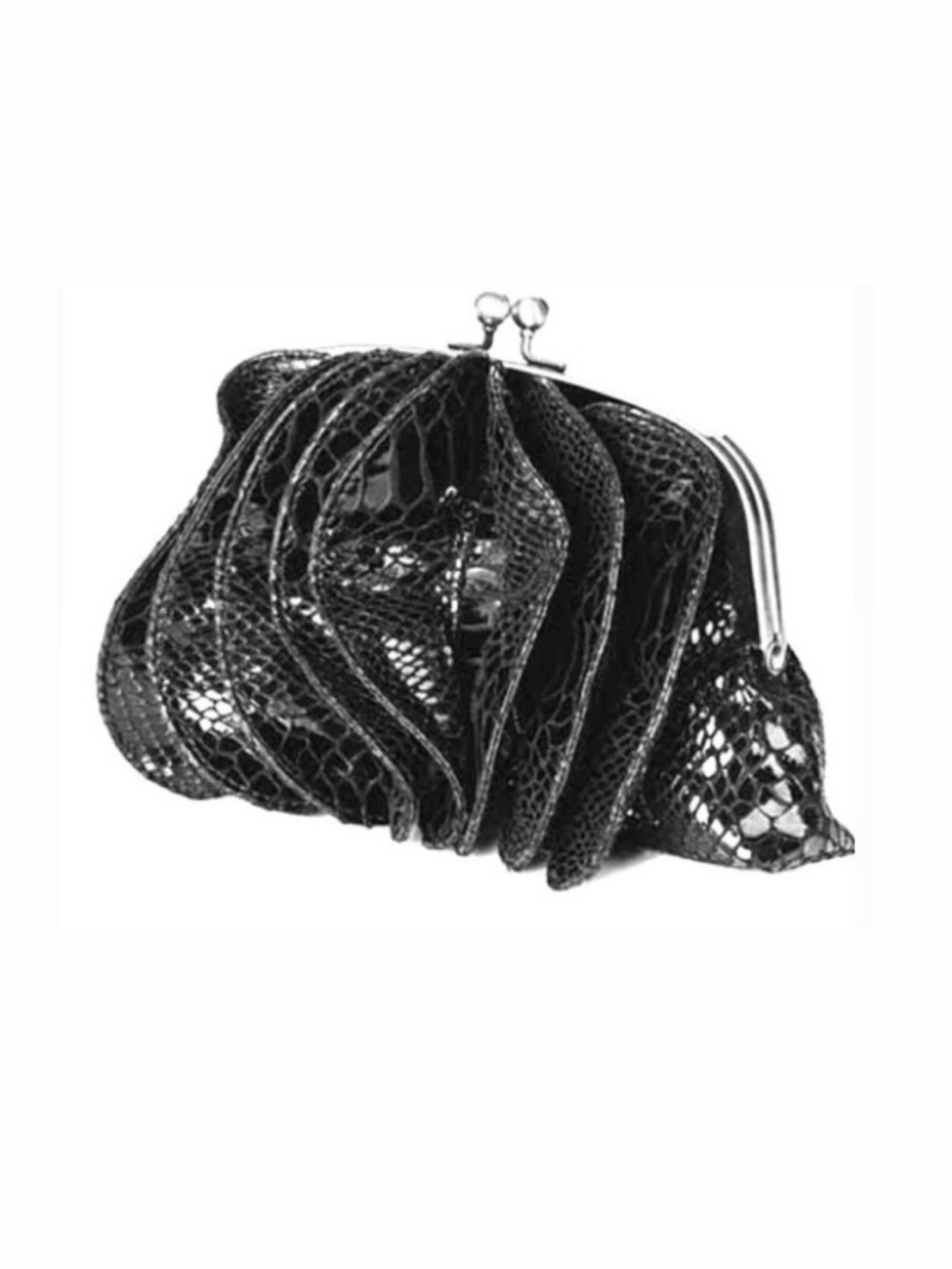 Gorgeous Black Faux Crocodile Skin Clutch